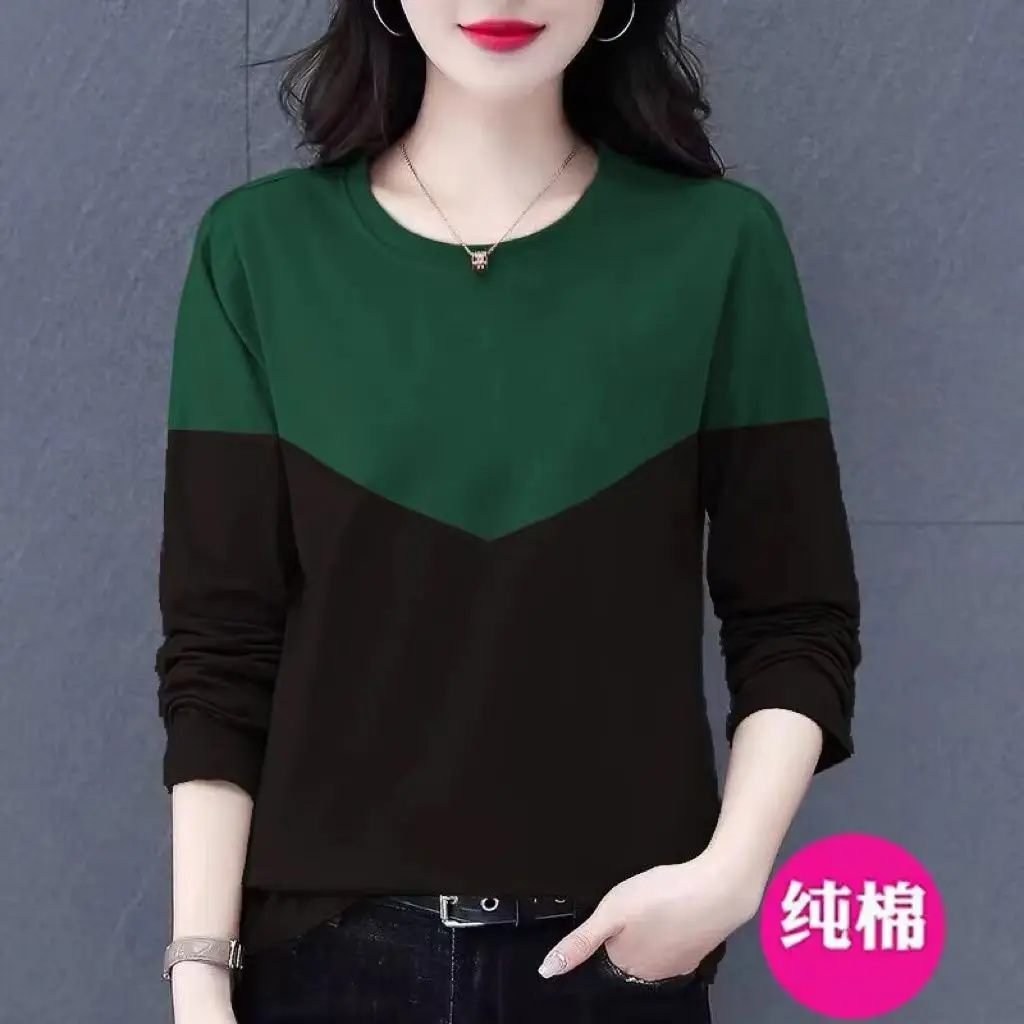 

Хлопковые футболки с длинными рукавами для женщин, весенне-осенние новые рубашки Tide для женщин, футболки с графикой, женская одежда