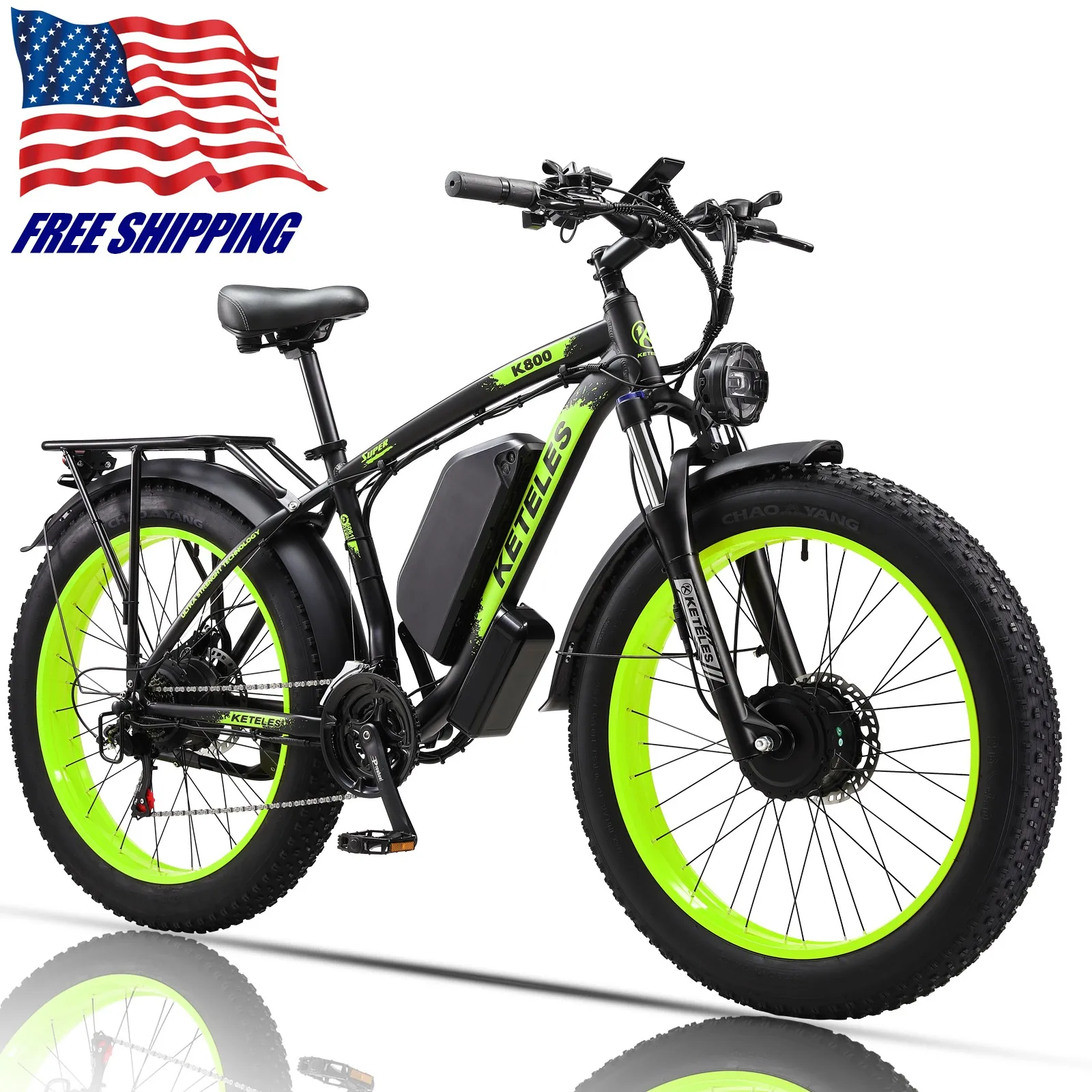 4000W Dual Motor K800 Electric Bike 26" Fat Tire E-Bike 48V/23Ah for Adults image 1