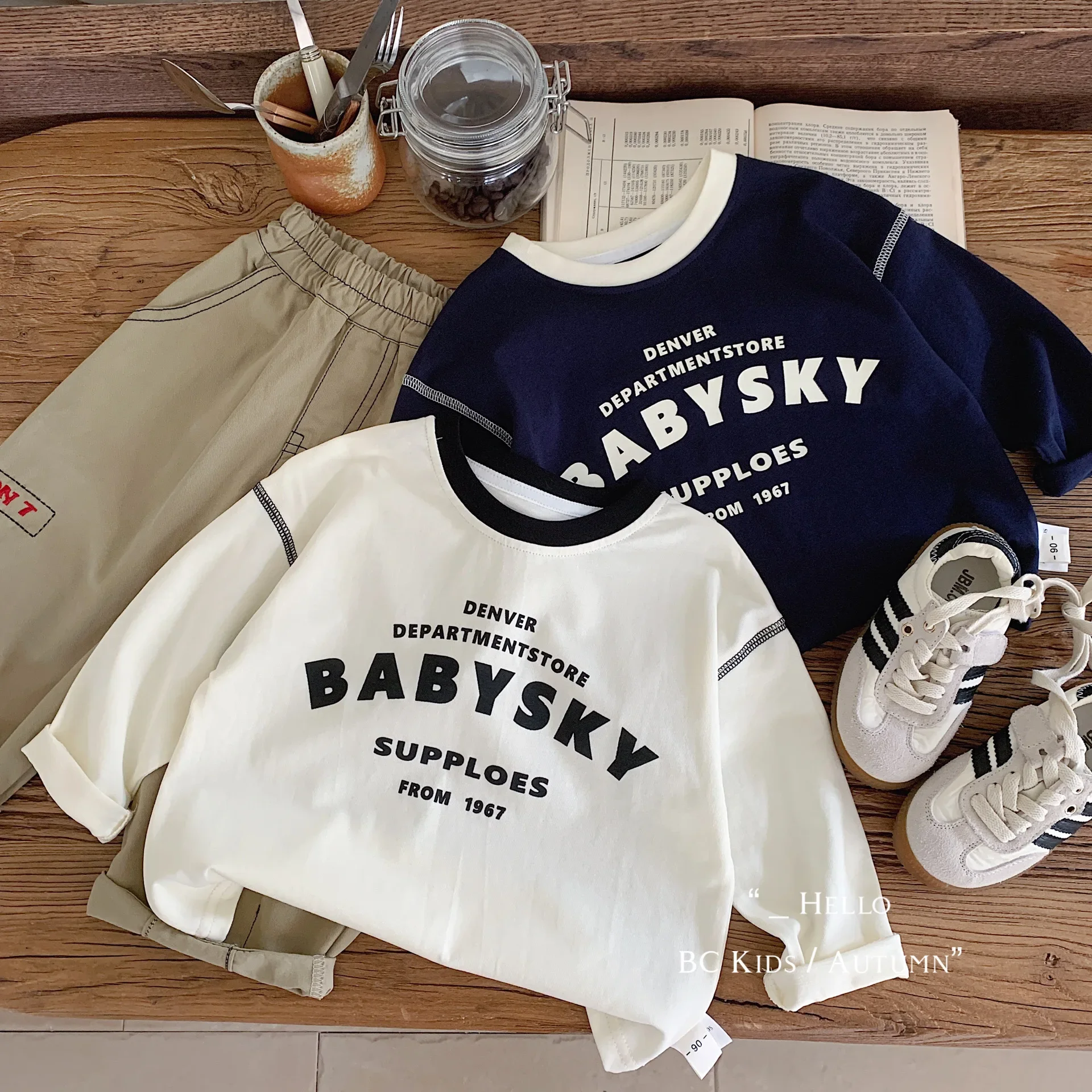 

2025 Autumn Kids Boys Girls Long Sleeve Casual Soft Cotton Letter Print Long Sleeve T-shirt Kids Tee Two Colors