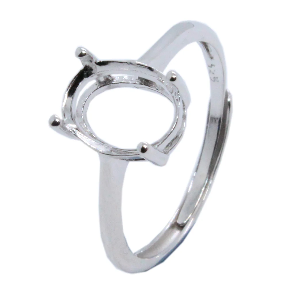 CoLifeLove Simple Four Prongs Ring Settings 925 Silver Jewelry DIY Supplier Blank Gemstone Ring Settings