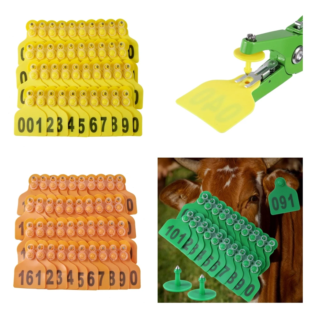 60Pcs Cattle Digital Ear Tags TPU Material Laser Typing Copperhead Pig Sheep Cow Ear Tag Signs for Identification Management