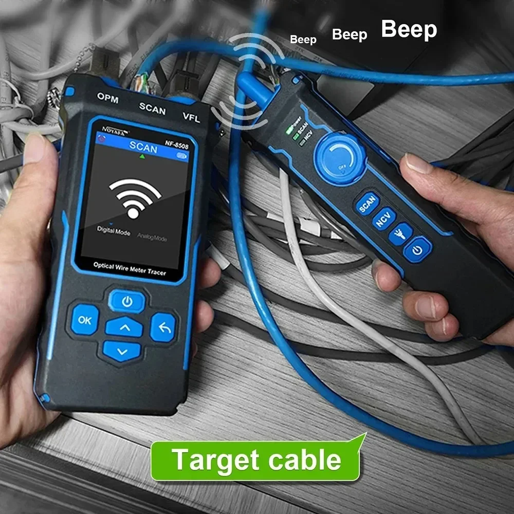 

NOYAFA NF-8508 Network Cable Tester PoE Checker belt Optical Power Meter LCD Display Measure Length Wiremap Cable Tracker