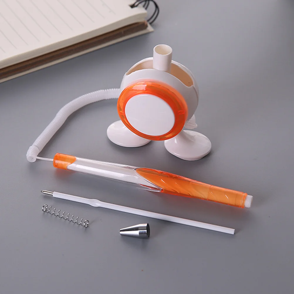 

5pcs Ballpoint Pen Sticky Base No Holes Ergonomic Smooth Writing For Office School Bank Counter Service Stationery