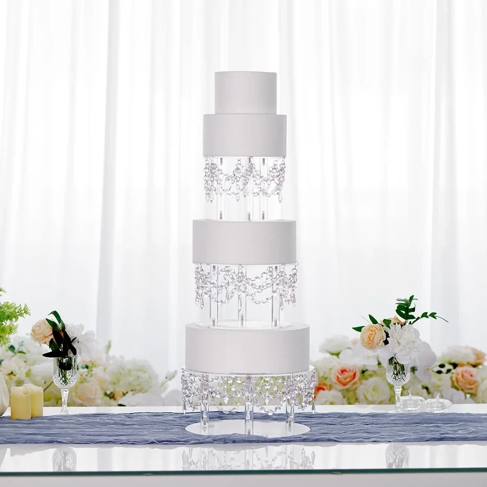 Spot 2025 new crystal acrylic cake stand romantic wedding transparent cake dessert table decorative ornament