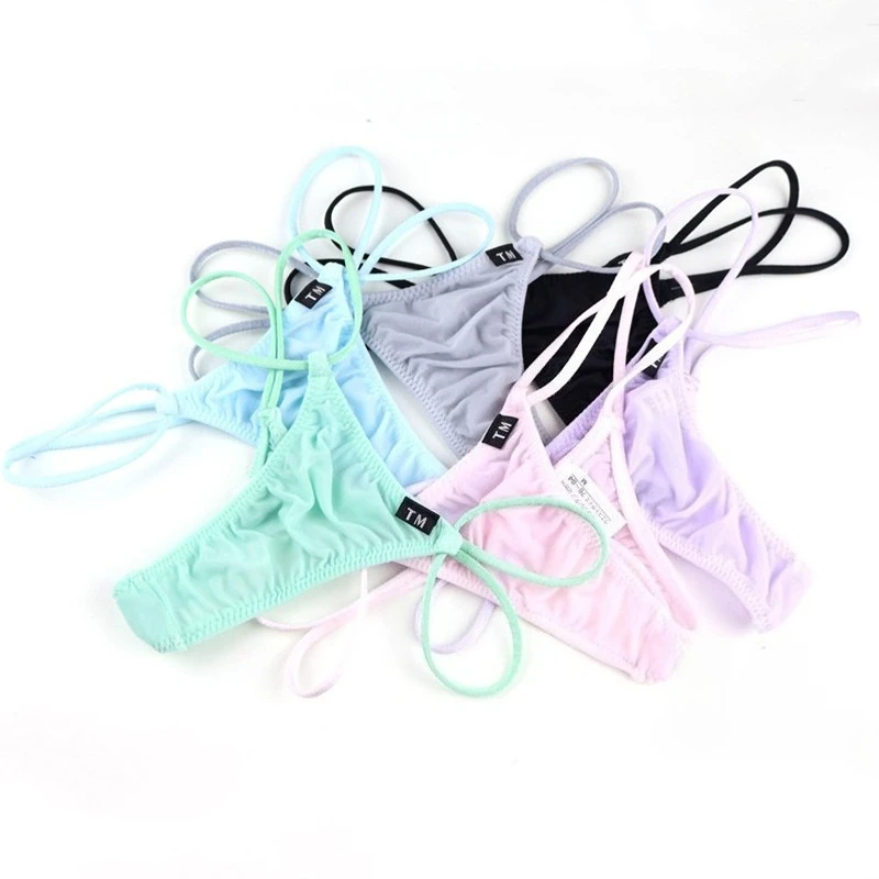 Low‑Rise Male T‑Back Thong Underwear Thin Nylon Fabric Semi‑Transparent Silky Breathable Stretch Sexy Men G‑String Underpants