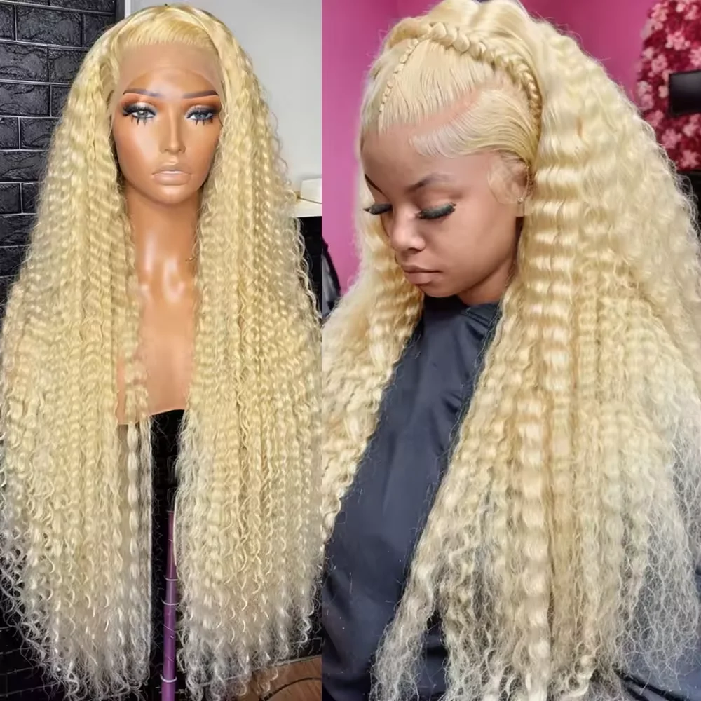 

30 40 Inch 613 Honey Blonde Curly 13x6 HD Lace Frontal Human Hair Wigs Loose Deep Wave Brazilian Colored Wig For Women 220 Inch