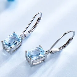Fashionable and simple blue topaz pendant earrings, ladies' exquisite jewelry