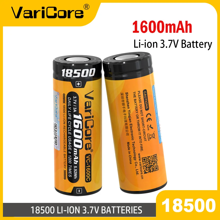 VariCore VC-1600C 18500 1600 мАч 3,7 В литий-ионная аккумуляторная батарея перезаряжаемый светодиодный фонарик электрическое устройство