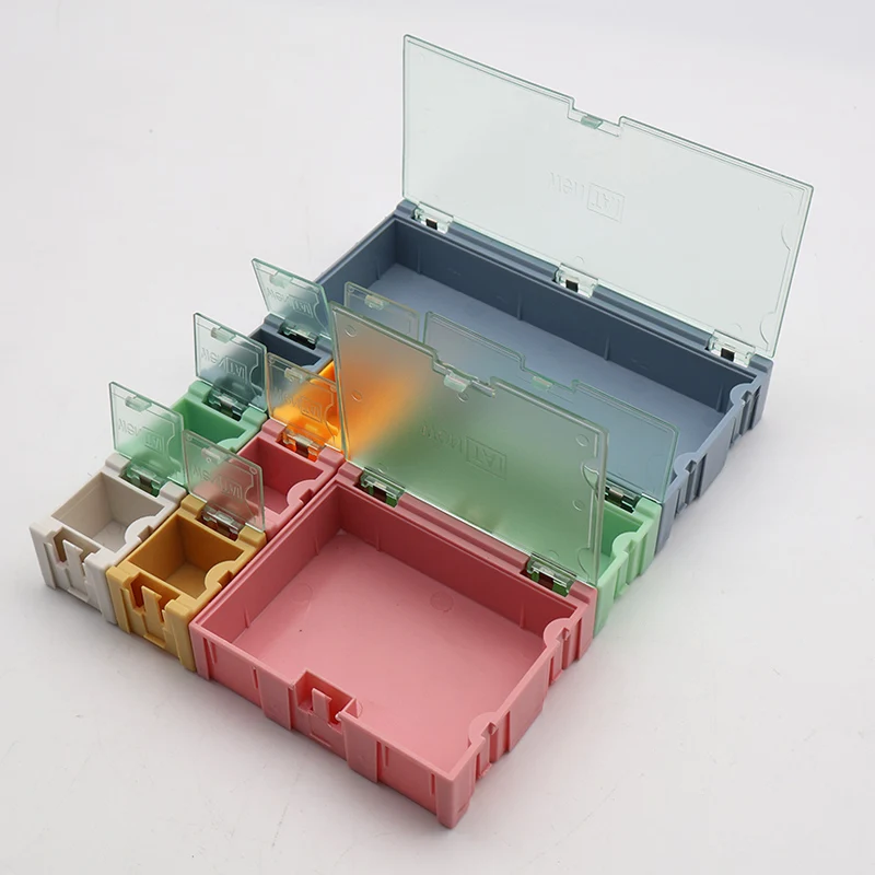 9pcs/set SMD SMT IC Component Storage Box Container Transparent Parts Patch Box Resistor Chip Case Multi-purpose Organizer