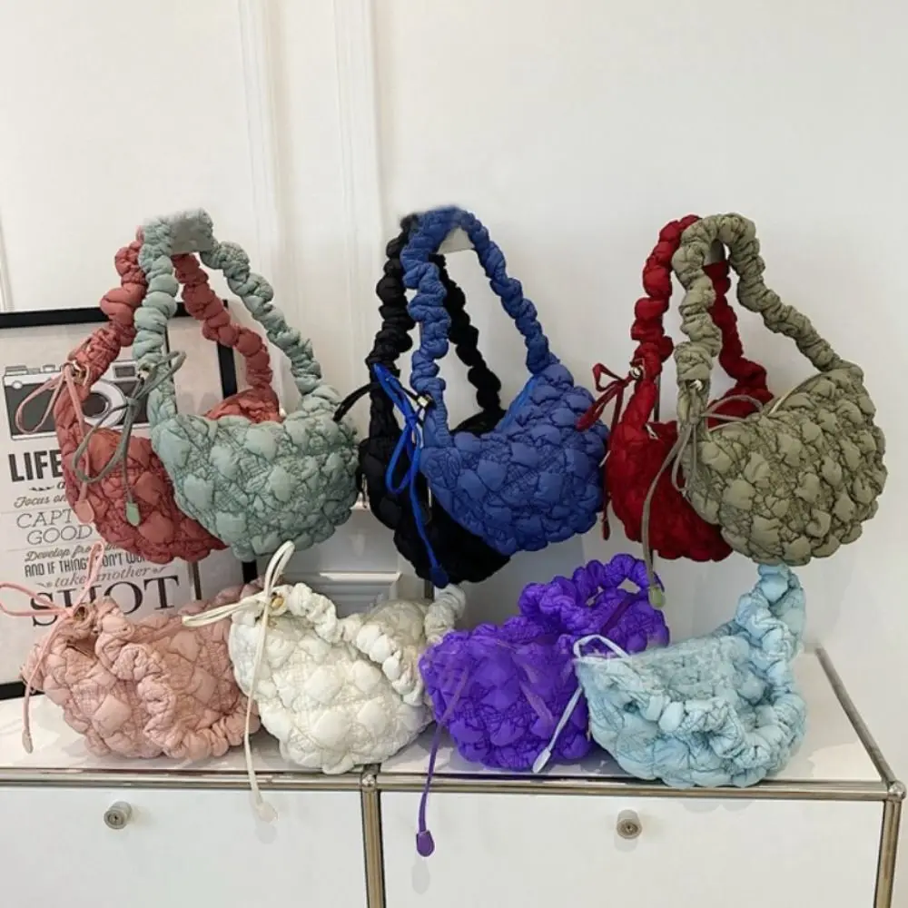 Bolso de hombro relleno de algodón para mujer, bolsa de mano de gran capacidad, a la moda, con celosía rómbica