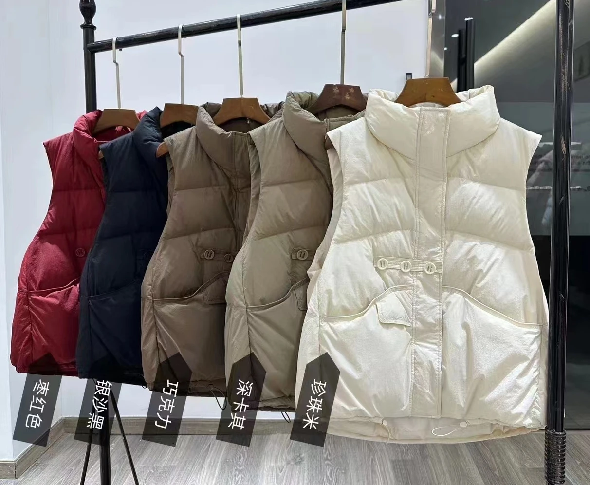 Duck Down Vest for Women, Harajuku Loose Jacket Casual Outerwear Short Waistcoat Windproof Vest, Warm Coat Y2K Autumn and Winter