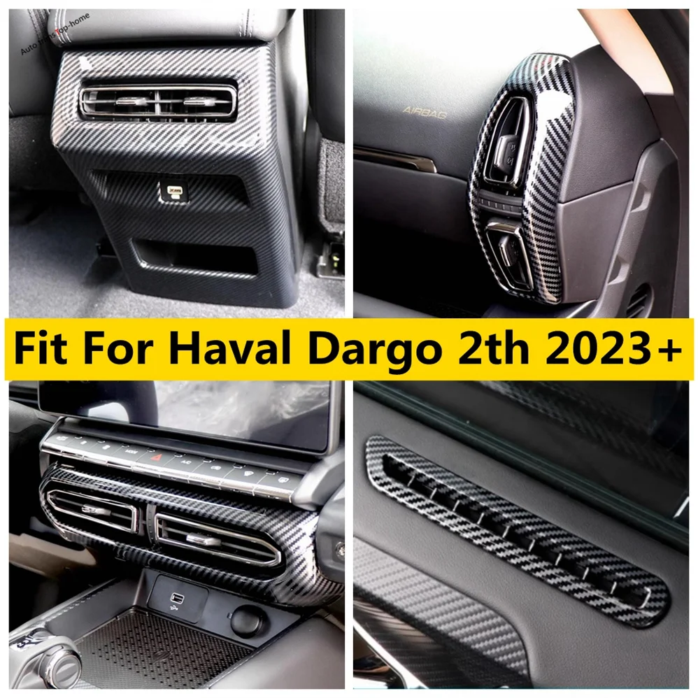 

ABS Carbon Fiber Look Air Conditioner Vent AC Outlet Decoration Frame Cover Trim For Haval Dargo 2th 2023 2024 Car Accessories