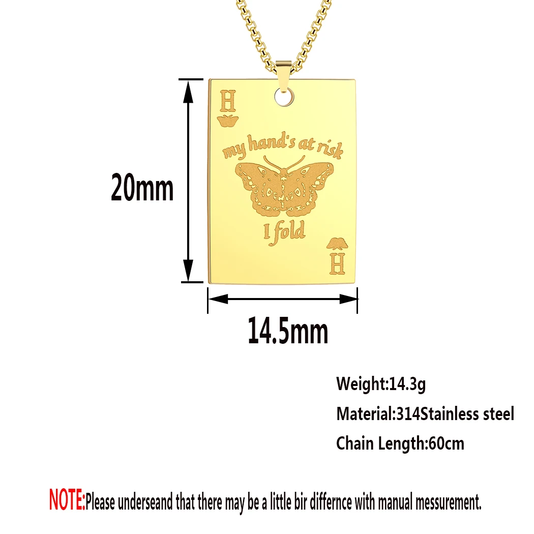 2pcs/Lot I Fold My Hand\'s At Risk Butterfly Stainless Steel Pendants Necklace Accessories DIY Charms for Jewelry Crafts Making