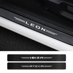 Car Door Sill Stickers For Seat Arona Ateca Toledo Ibiza Leon Alhambra Altea Arosa Cordoba Exeo Mii Tarraco Carbon Fiber Pattern