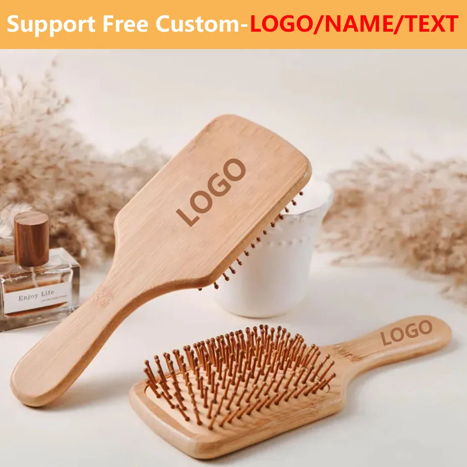 Personalize Custom Wood Air Cushion Comb Premium Wooden Bamboo Hair Brush Birthday Party Wedding hairbrush Mother's Day Gift