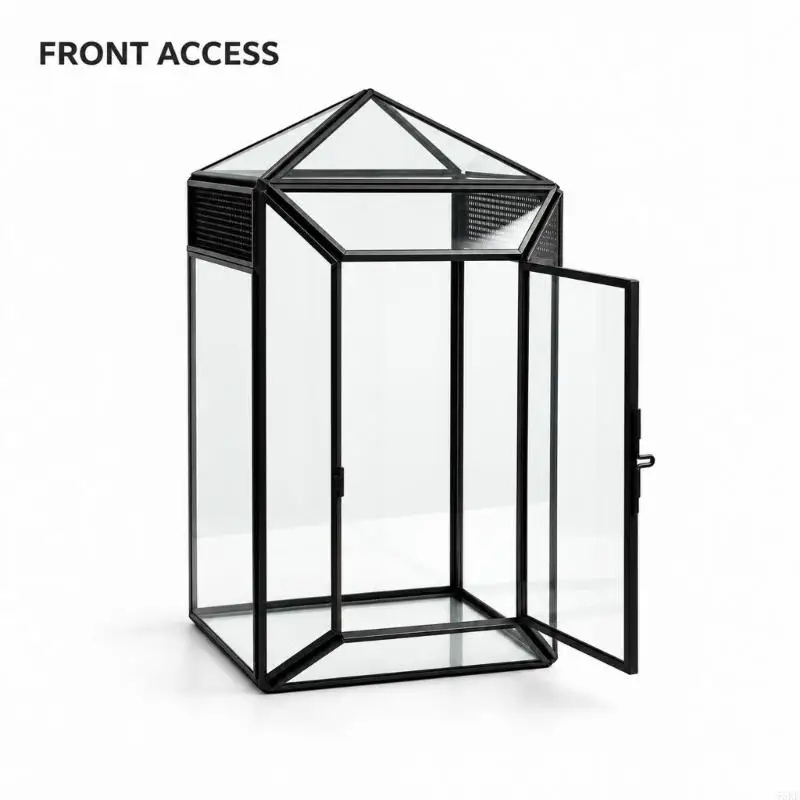 Glass Terrarium Habitat Enclosure for Small Reptiles and Amphibians with Clear Surfaces, Enclosed Case, and Single Front Door