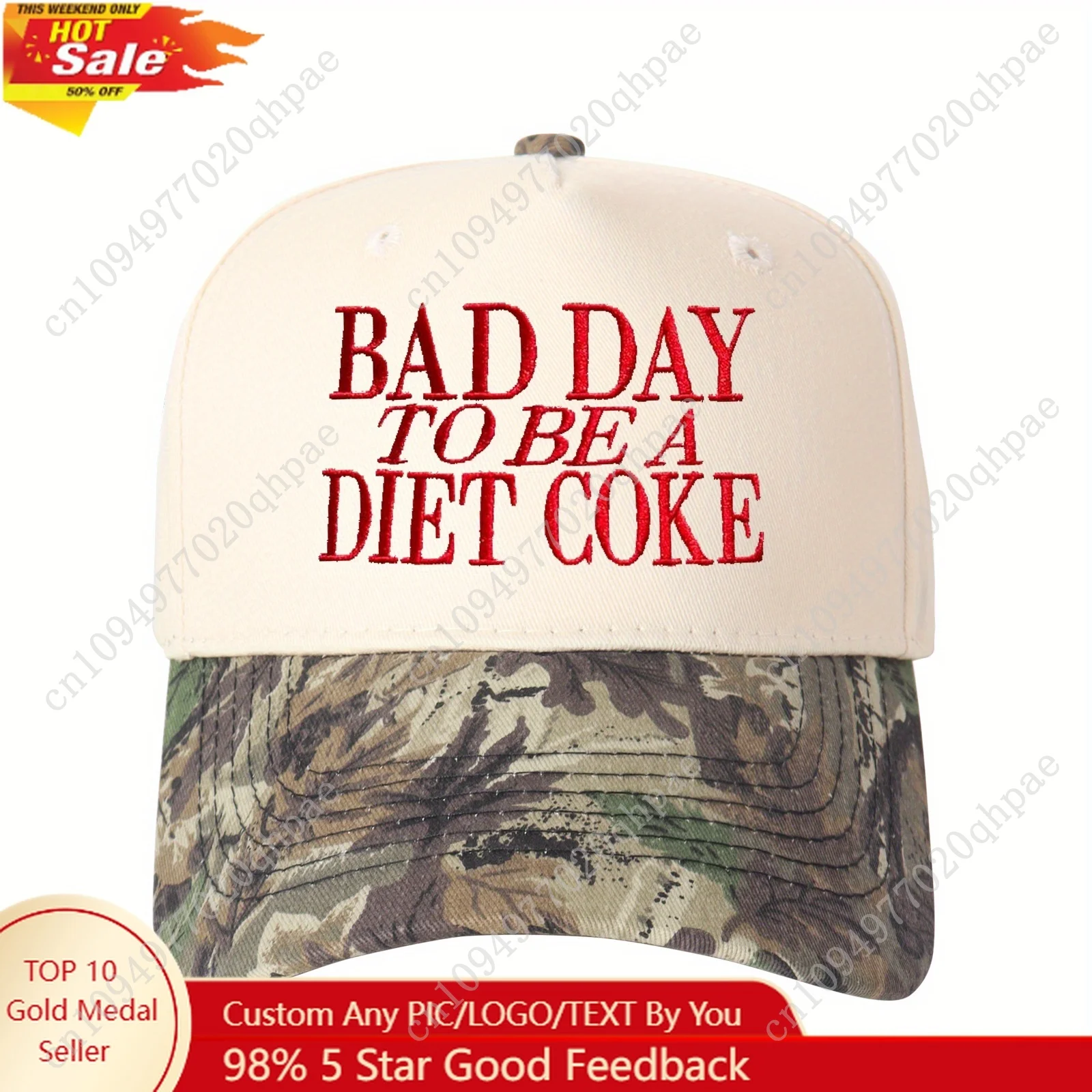 

Bad Day to Be A Hotdog/Diet Coke Embroidered Trucker Hat Adjustable Snapback, Lightweight Novelty Baseball Cap for Men & Wom