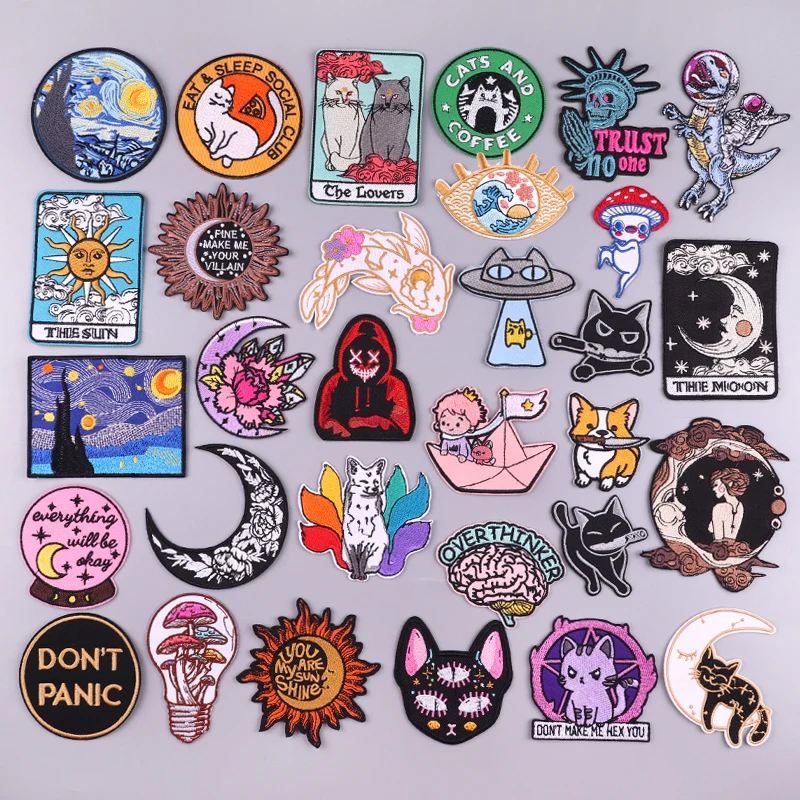 Funny Animal Patch Iron On Patches For Clothing DIY Cartoon Embroidery Patch Punk Embroidered Patches On Clothes Sew Stickers