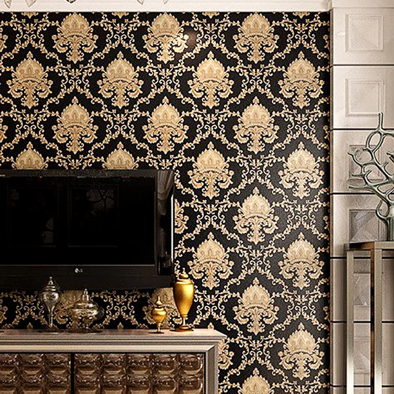 

European Luxury Wallpaper with Three-dimensional Deep Embossed Living Room TV Background Wall Wallpaper