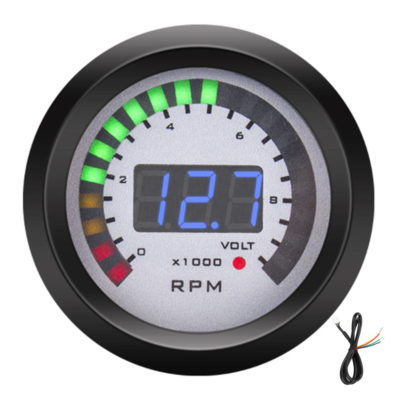 52mm Tacho Meter Digitale toerenteller 52mm/2in 0-9999 RPM Vervanging voor 12V 4/6/8 Cilinder Benzine Voertuigen Revolutiemeter