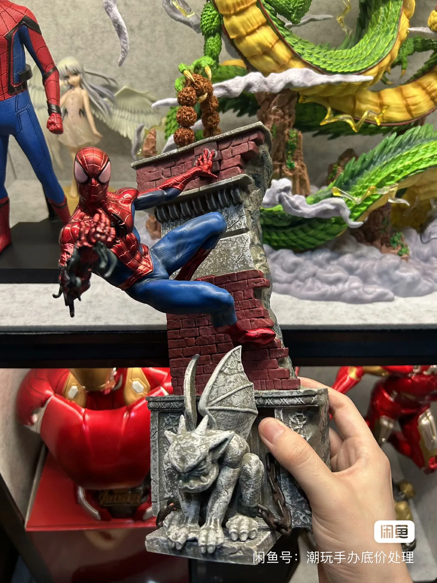 

New 28cm Original Iron Spider Far From Home Venom Animation Peripheral Figures Premium Version Statue Car Ornaments Children Gif