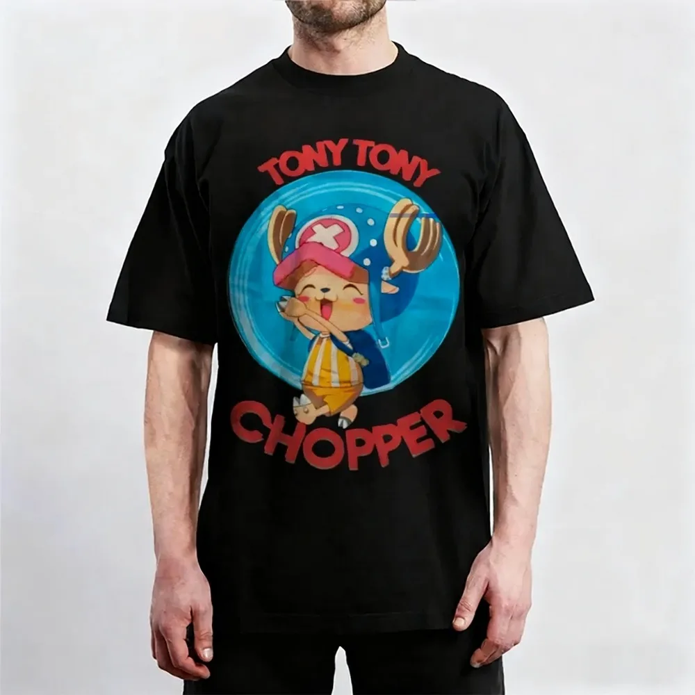 Camiseta de manga corta para padres e hijos de ONE PIECE Choba para hombre y mujer, Top informal cómodo de gran tamaño para compras al aire libre, primavera y verano