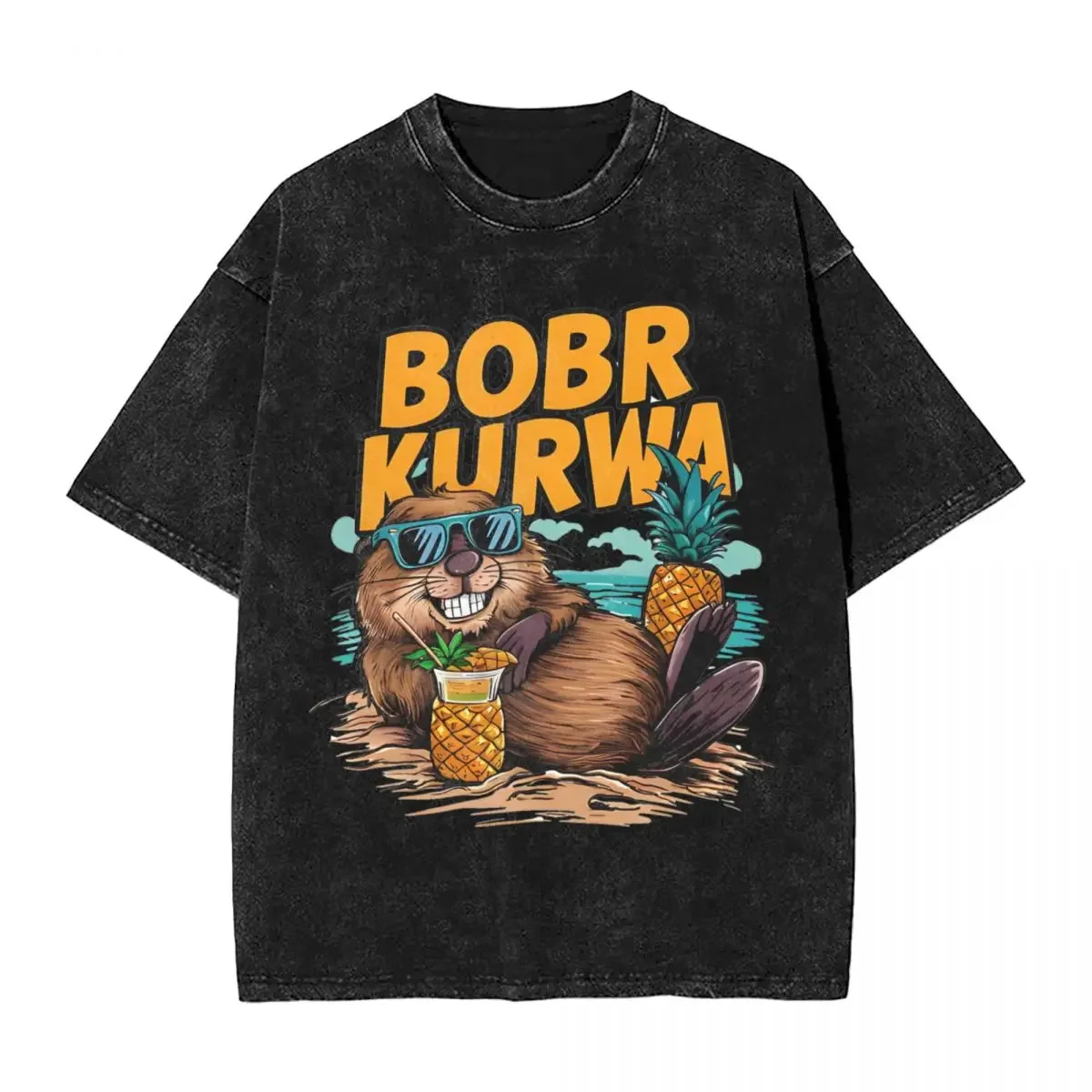 Bobr Kurwa Bober Beaver T-Shirt Poland Polish Animal Simple T-Shirts Short-Sleeved Tshirt Cotton O-Neck Oversized Top Tees