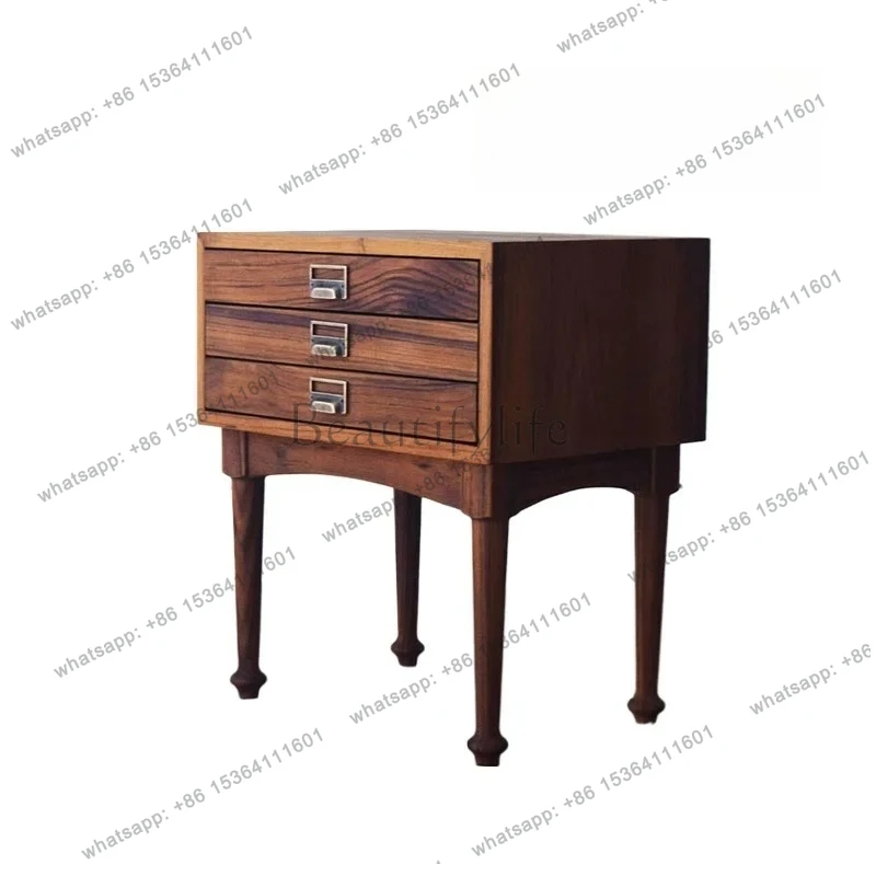 طاولة بجانب السرير مربعة ضيقة مكونة من 3 ألوان من خشب الساج المانمار وطاولة بجانب السرير من الخشب الصلب لمنزل القرون الوسطى والرياح الصامتة الاسكندنافية #2