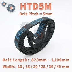 HTD 5M Timing Belt Length 820mm to 1100mm 5M Belt Width 10mm 15mm 20mm 25mm 30mm HTD5M Closed Loop Belt 40mm for CNC Rubber Belt