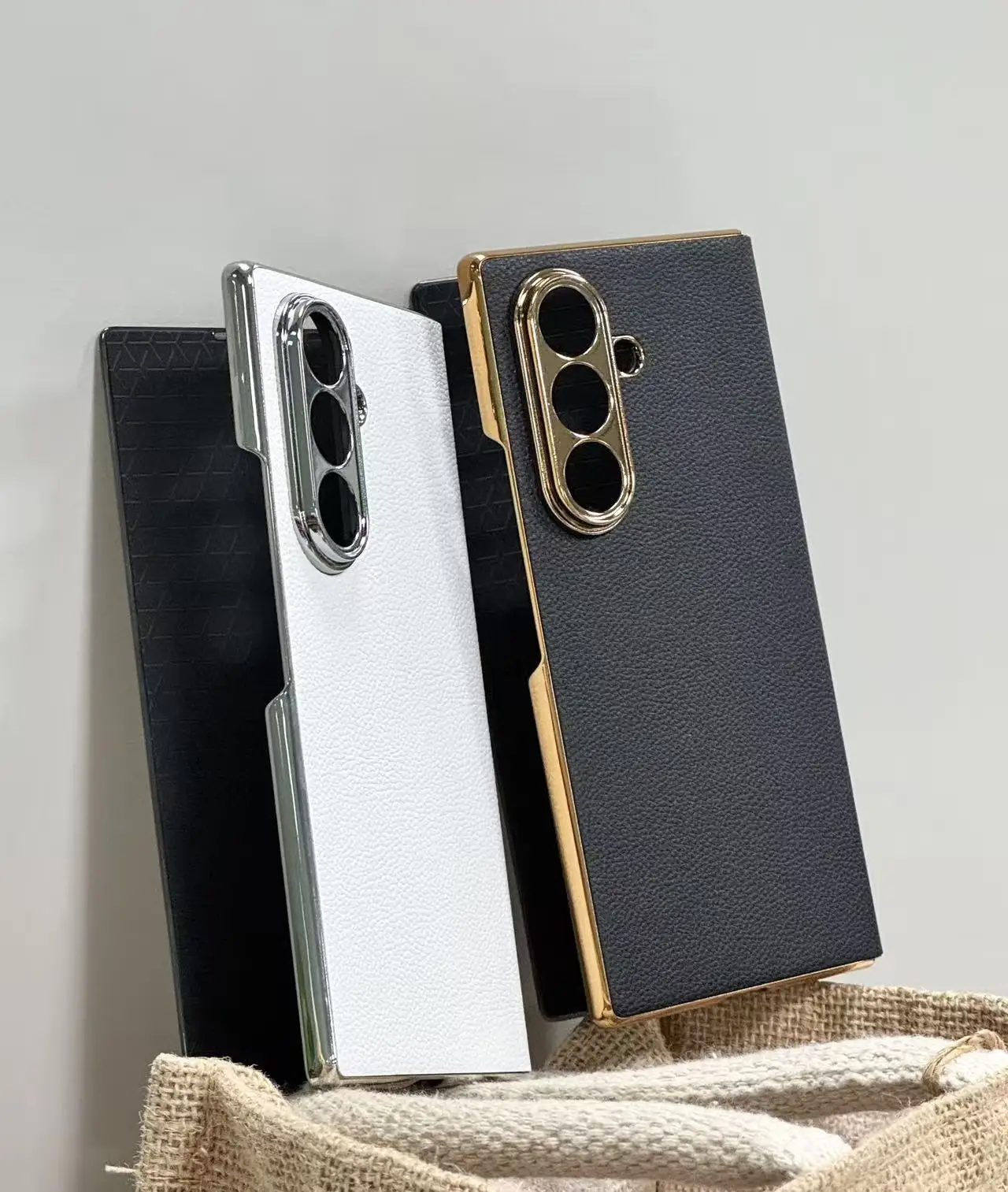 Luxury Electroplated Leather Case For Samsung Galaxy Z Fold 7 5G High Gloss Metallic Texture Phone Cover Shockproof Protective Shell For Galaxy Z Fold 3 4 5 6 5G