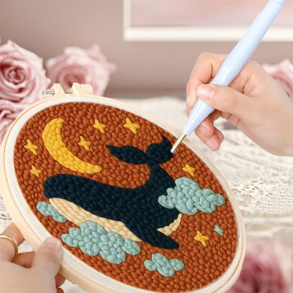 

GATYZTORY punch needle embroidery kits animals 20x20cm Decorative For Beginner Cross stitch set Knit Diy Magic Personalized Gift
