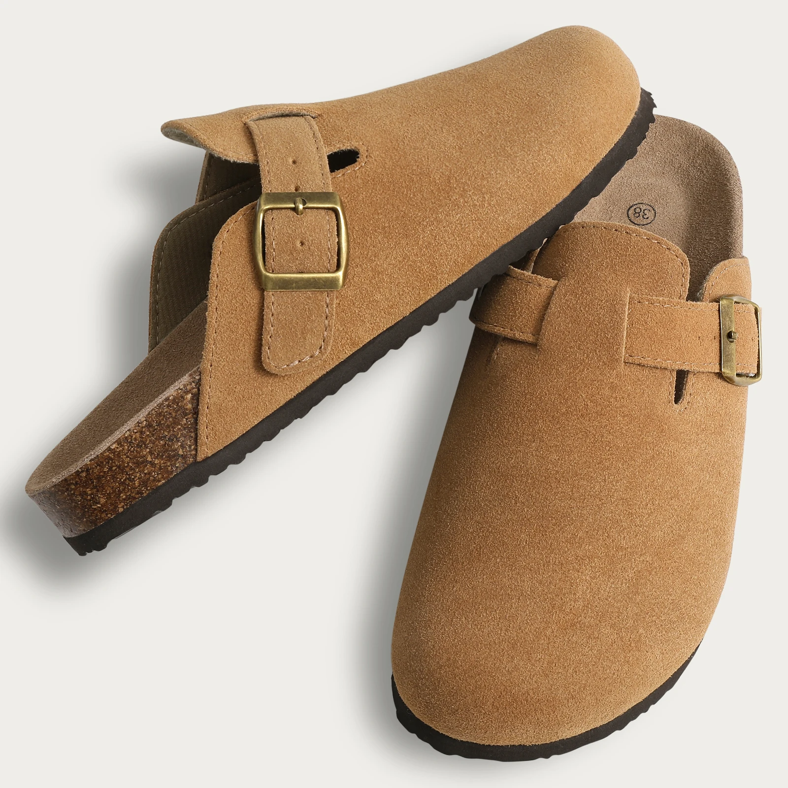 Half drag sandals Clogs For Women And Men Cork Suede Mules Slipper Classic Cork Antislip For Outdoor Slippers With Arch Support image 4