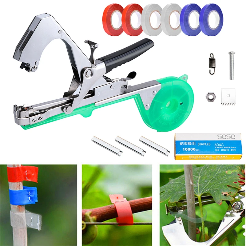 Banding Plants Vines Machine Plant Garden Plants Tapetool Tapener Roll Tape Set For Vegetables Grape Tomatoes Cucumber Pepper