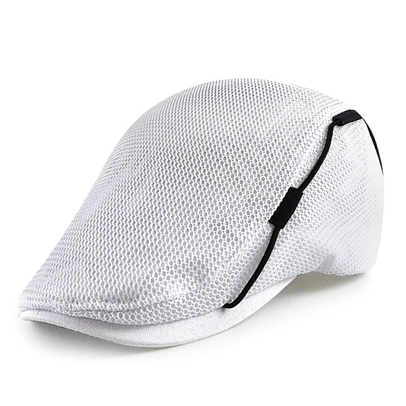 

Summer Berets for Men Breathable Mesh Visor Cap Women Flat Duckbill Hat Net Solid Herringbone Newsboy Hat Sunscreen Driver Cap
