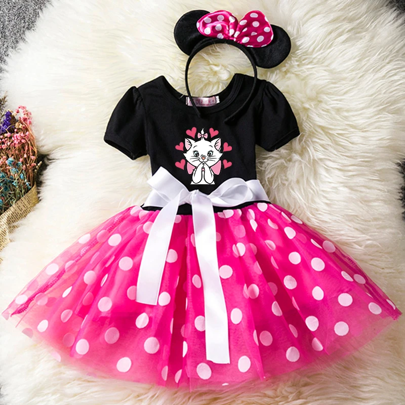 

The Aristocats Marie Cat Kids Short Sleeve Polka Dot Princess Dress 1-6Y Party Baby Girls Clothes Cosplay Costumes