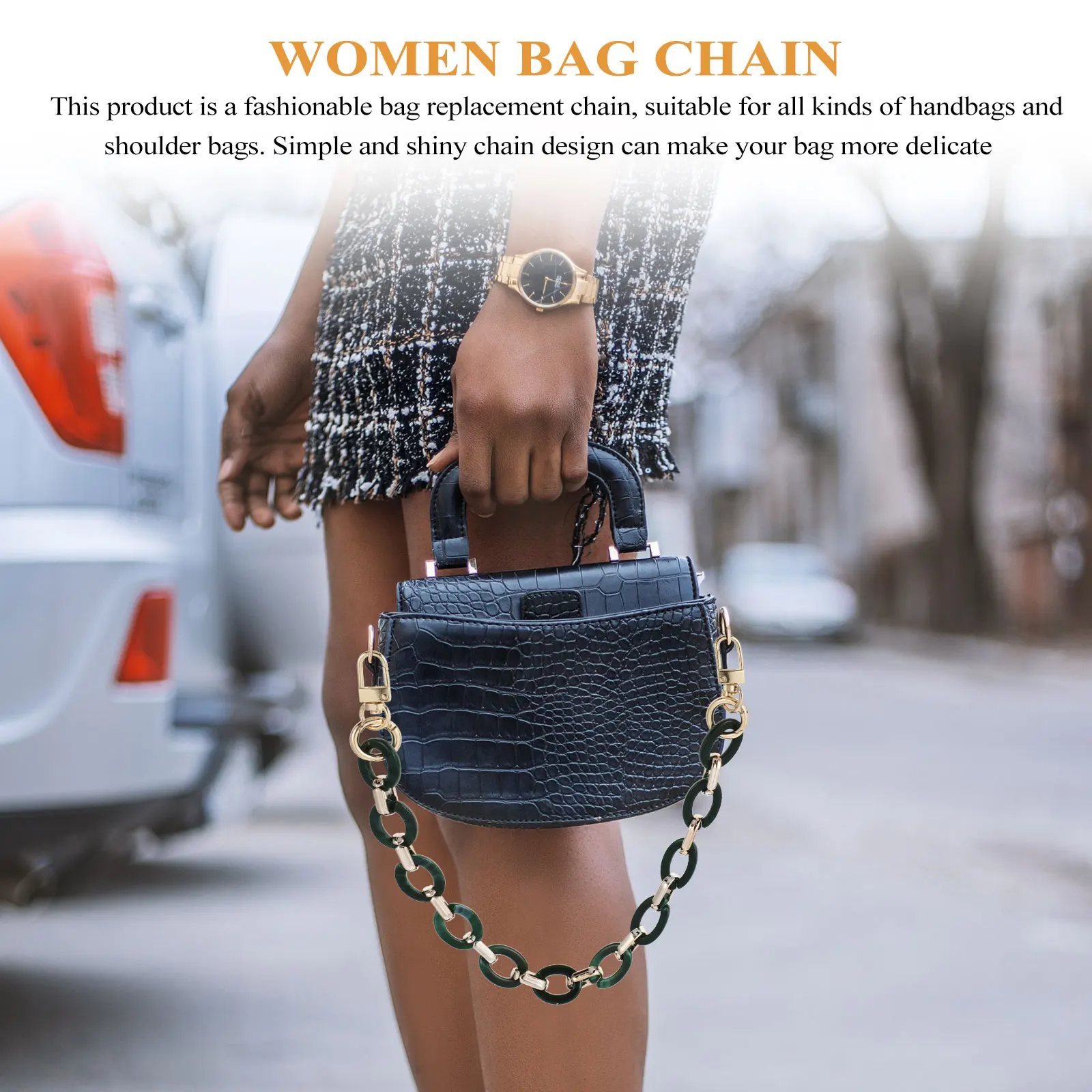 حقيبة ريترو مزخرفة من الراتنج بسلسلة أنيقة وخفيفة الوزن وحزام كتف ومقبض للتسوق في حفلات الشاطئ في الهواء الطلق