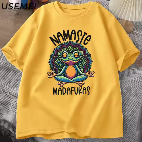 Funny Yoga T Shirt Frog Self Care T-Shirt Cotton Short Sleeve Positive Cottagecore Namaste Tee Men Women Mens Clothes Streetwear - Image 10