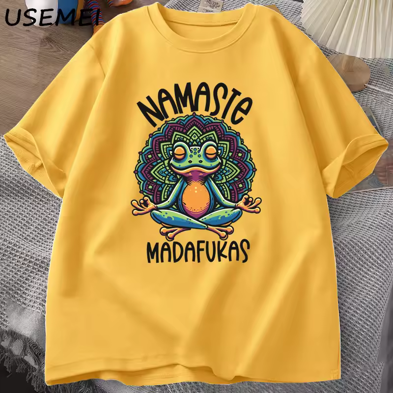 Funny Yoga T Shirt Frog Self Care T-Shirt Cotton Short Sleeve Positive Cottagecore Namaste Tee Men Women Mens Clothes Streetwear - Image 10