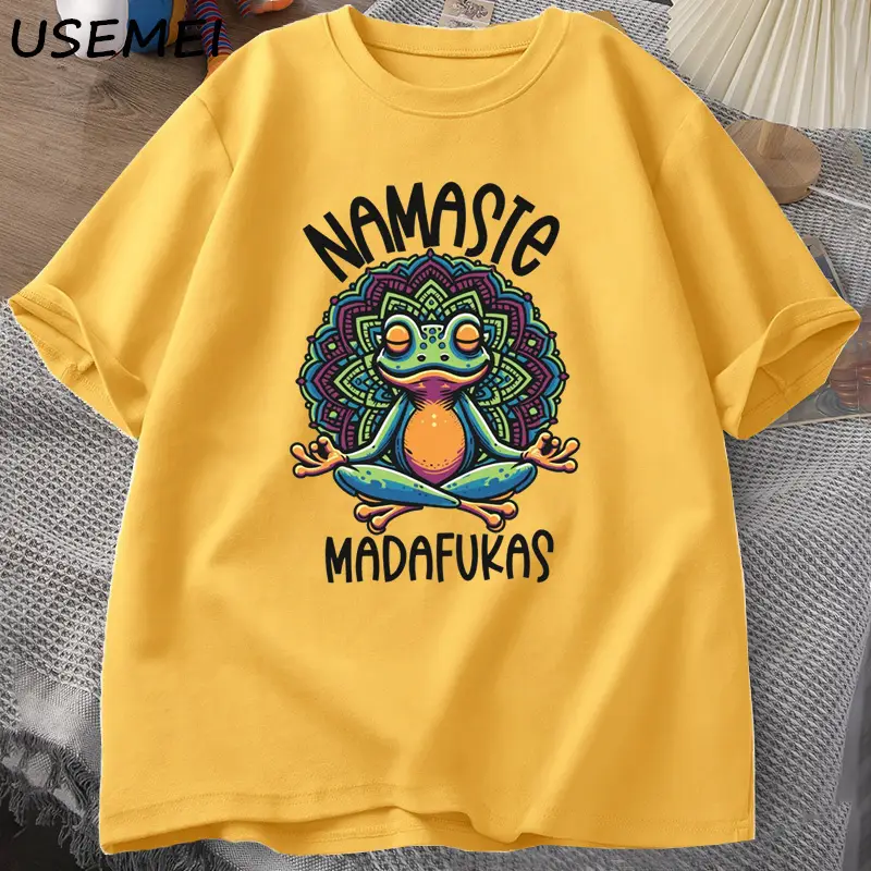 Funny Yoga T Shirt Frog Self Care T-Shirt Cotton Short Sleeve Positive Cottagecore Namaste Tee Men Women Mens Clothes Streetwear - Image 10