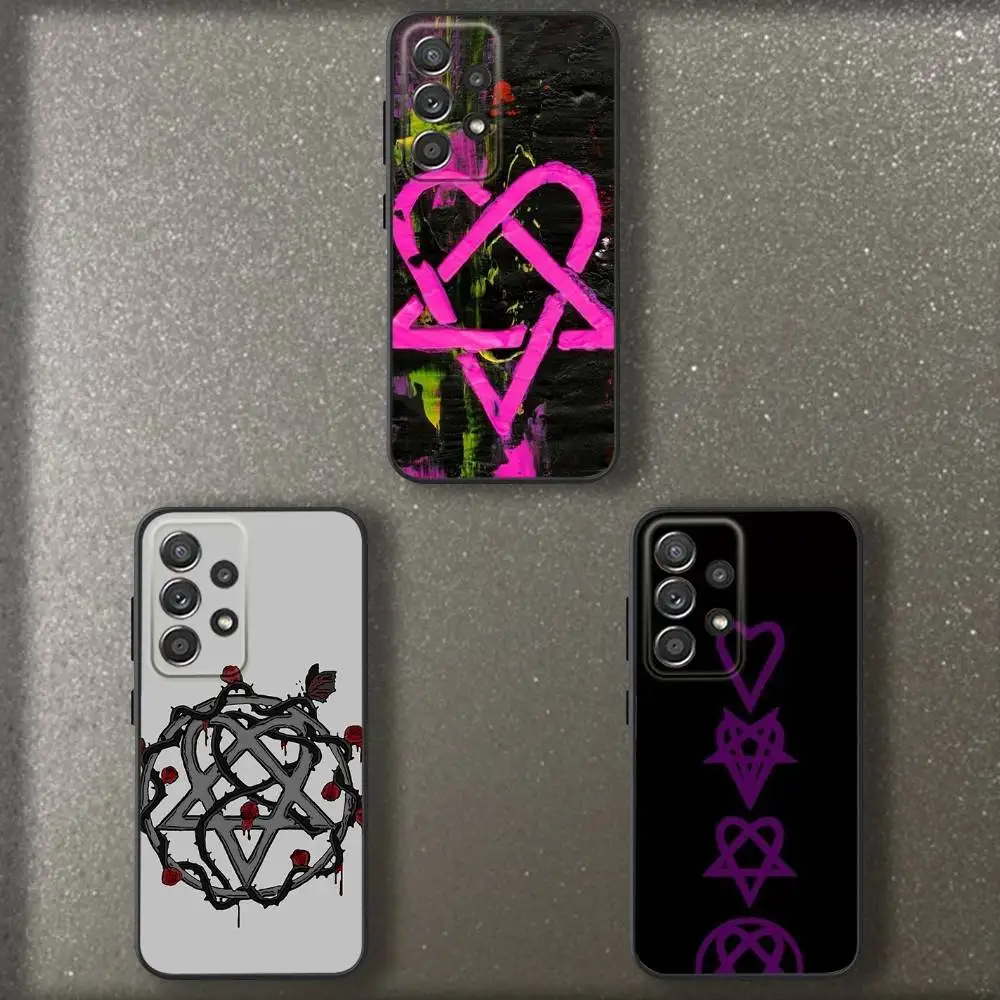 

H-Him Heartagrams Phone Case For Samsung S 25,24,23,22,30,21,10,9,Ultra,Plus,Lite,FE,4,5 G Soft Black Case
