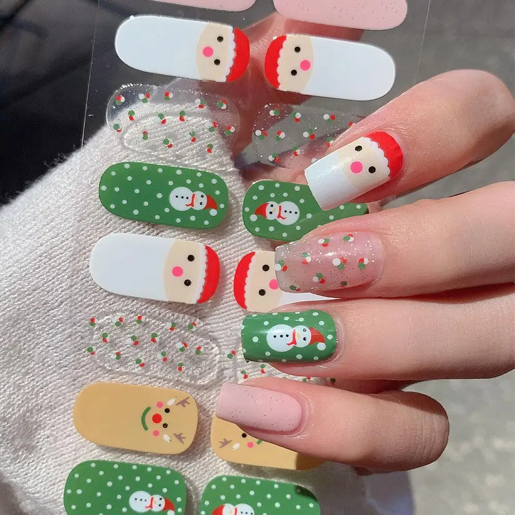 Cute Sticker Nail Decal Winter Snowflake Semi-cured Gel Nail Wrap Sticker Long-lasting UV Lamp French Nail Decal Waterproof