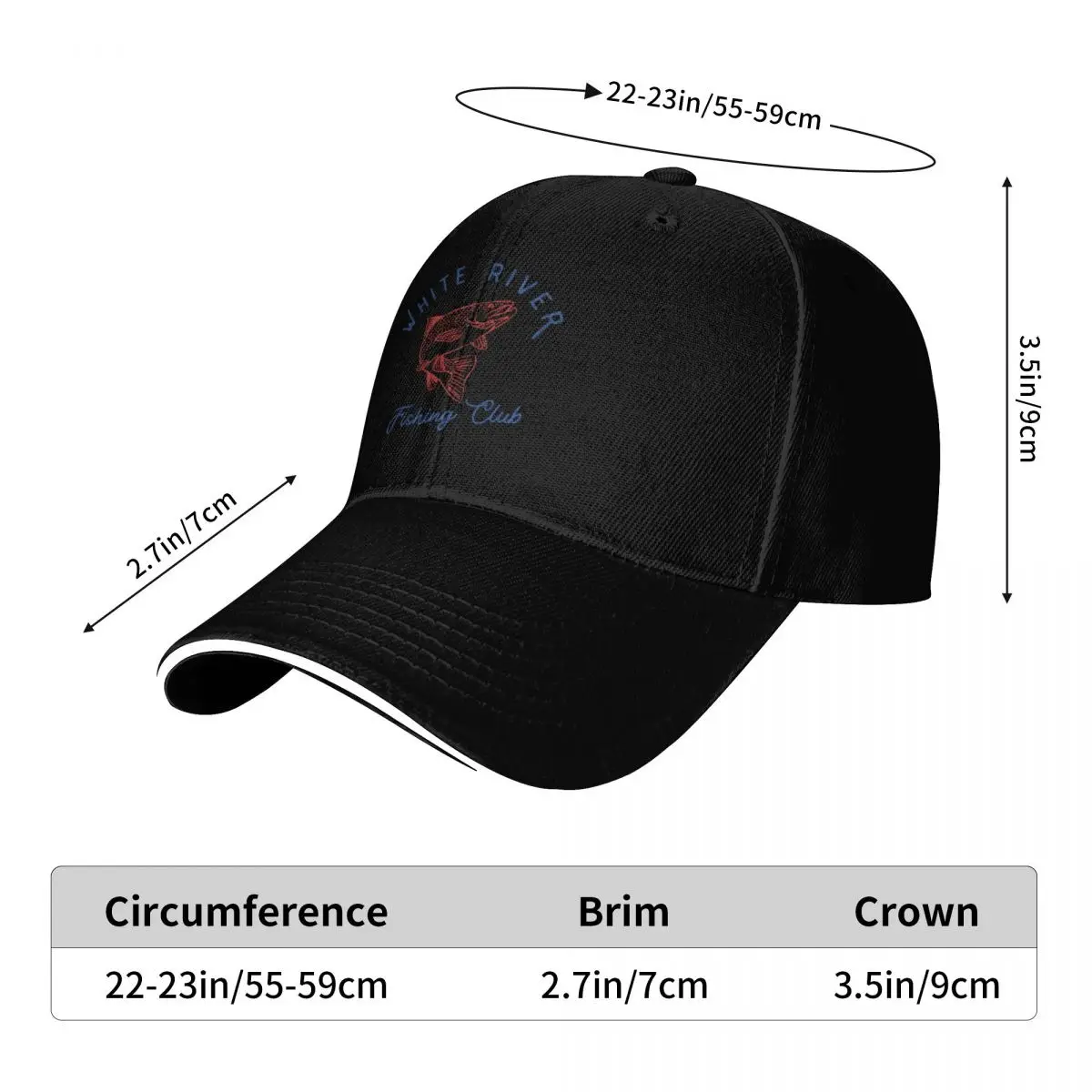 White River Fishing Club Baseball Cap Horse Hat Sun Cap fun hats funny hat Female Men's