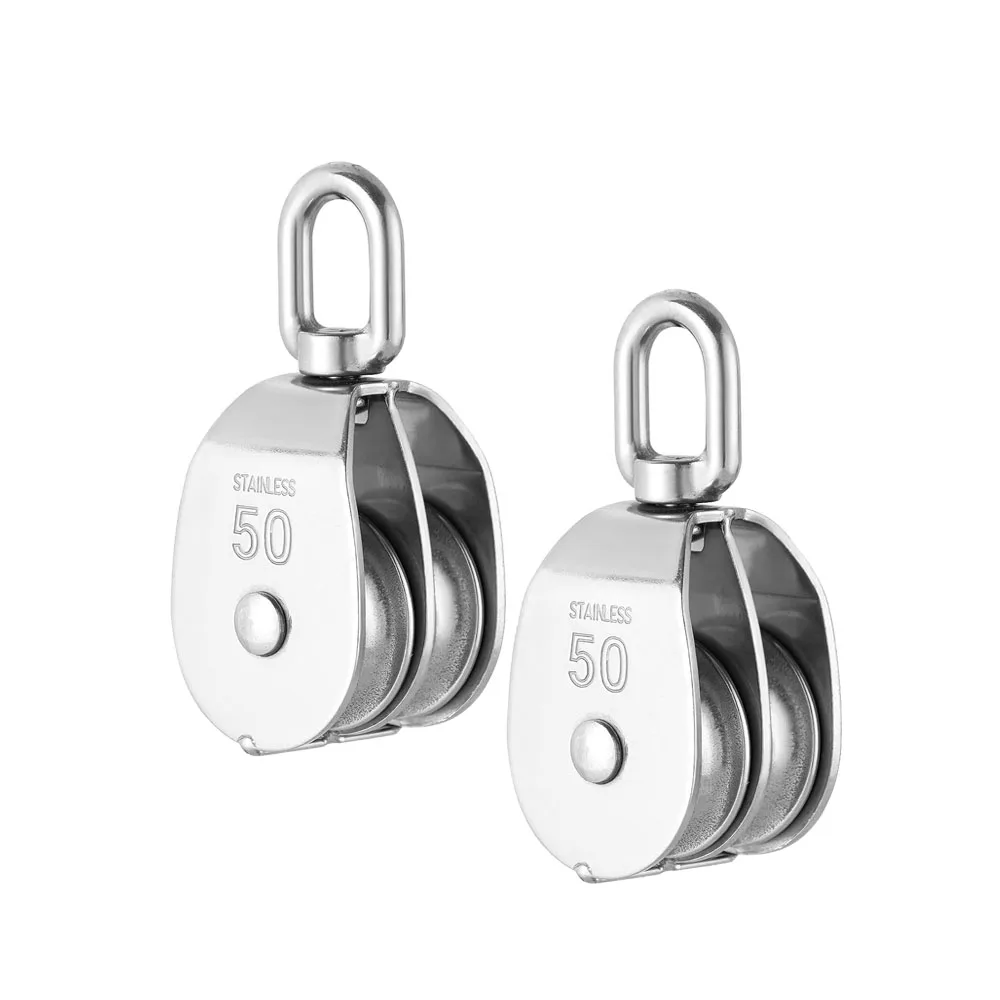 Polea doble de alta resistencia M20 M25 M32 M50, bloque de polea de cuerda de elevación giratoria, poleas de Cable de acero inoxidable, aparejos de rueda de elevación, 1 ud.