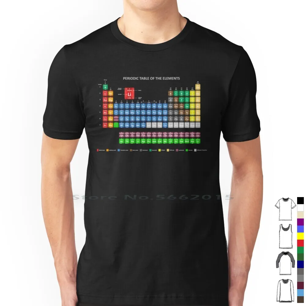 Periodic Table Of The T Shirt 100% Cotton Mendeleev System Periodic Table Chemistry Hydrogen Gold Oxygen Molecule Uranium