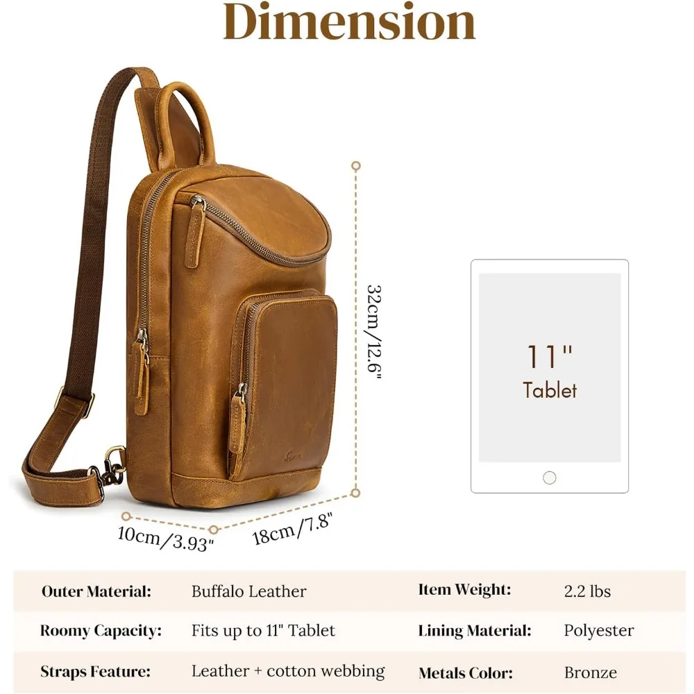 حقيبة كروس جلدية كلاسيكية للجنسين، حقيبة نهارية من الجلد الطبيعي للسفر في الهواء الطلق والاستخدام اليومي #3