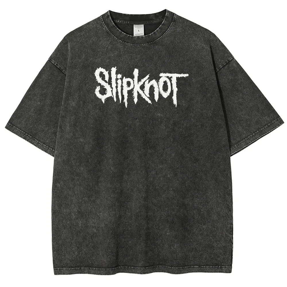 Unisex Fit Slipknot Washed T-Shirt, Oversized, bedruckt, Rundhals, gewaschenes T-Shirt – Detail 6