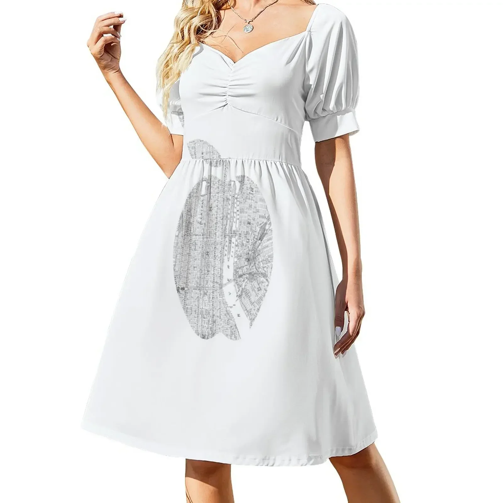 

New York New York Big Apple Short-Sleeved Dress women clothing 2025 new arrivals chic and elegant evening dress