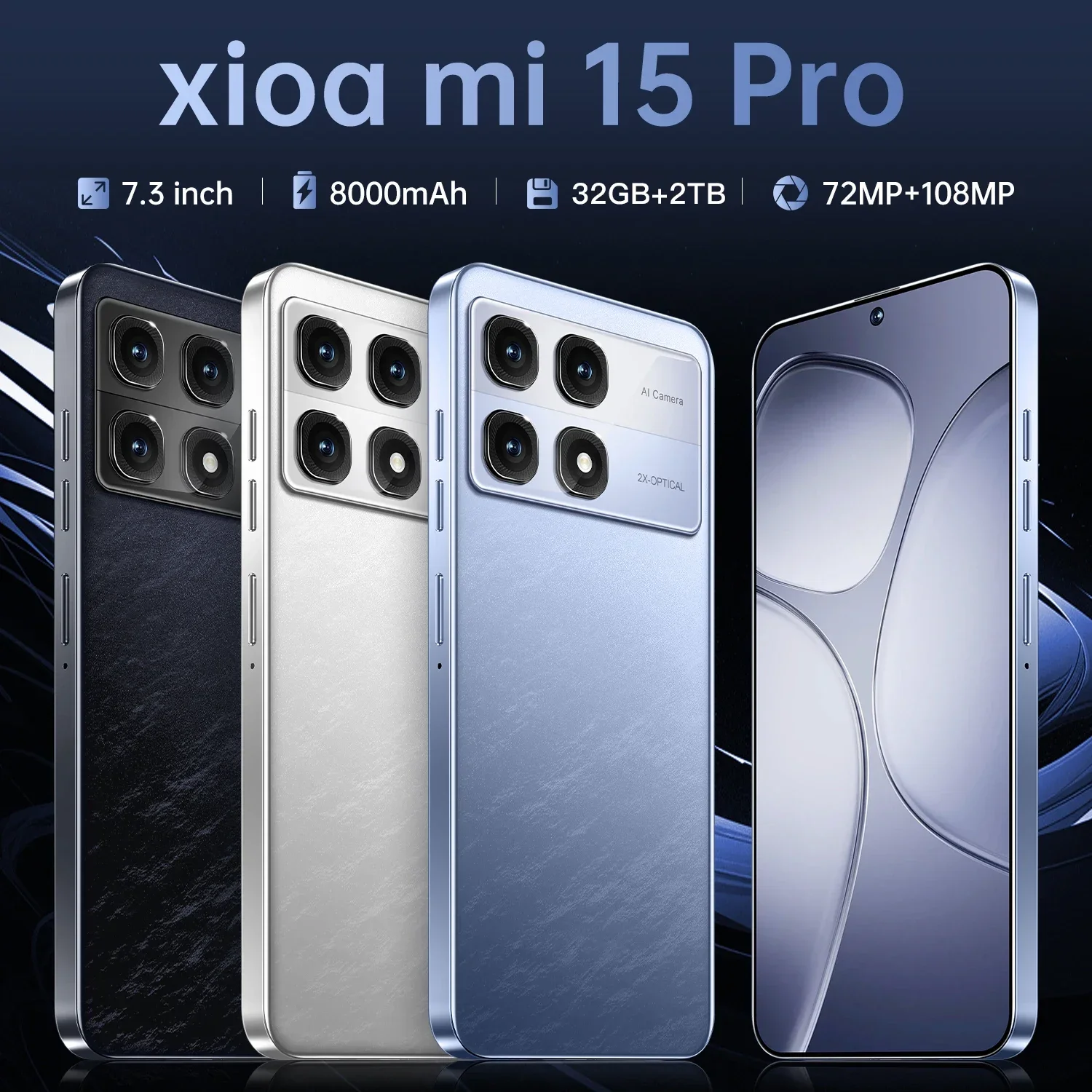 Original Mobile Phones Deals Xioa mi 15 Pro Smartphone 7.3 inch Full Screen 4G 5G Cell Phone 8000mAh Brand New Phones Global