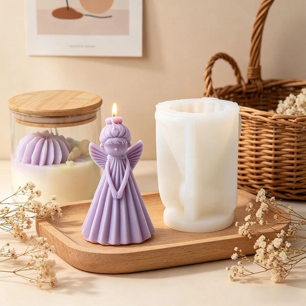 3D Angel Girl Silicone Candle Mold, DIY Aromatherapy Wax Soap Plaster Resin Mould for Home Decor Crafts Gifts Easy Release - view 6