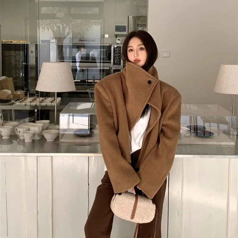 Pantaloni a gamba dritta a vita alta da donna Autunno Inverno Faion Retro High Street Pantaloni lunghi Allungamento delle gambe Body ape